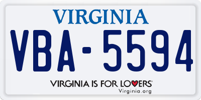 VA license plate VBA5594