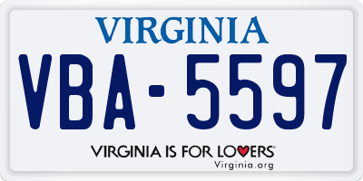 VA license plate VBA5597