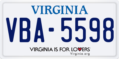 VA license plate VBA5598