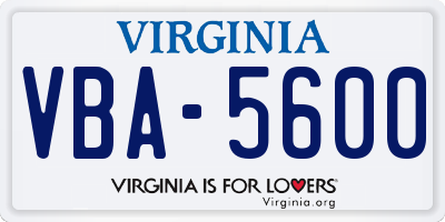 VA license plate VBA5600