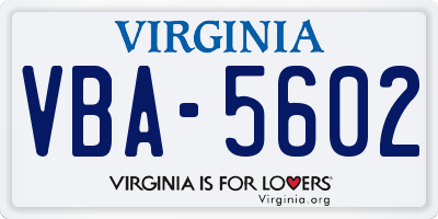 VA license plate VBA5602