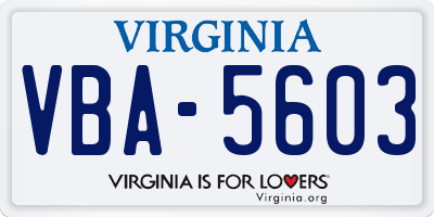 VA license plate VBA5603