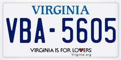 VA license plate VBA5605