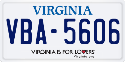 VA license plate VBA5606