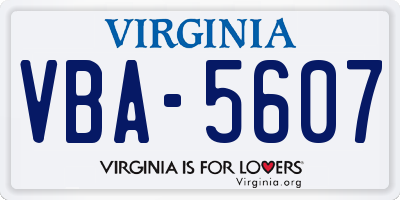 VA license plate VBA5607