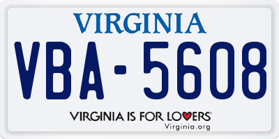 VA license plate VBA5608
