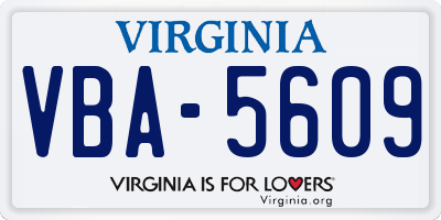 VA license plate VBA5609
