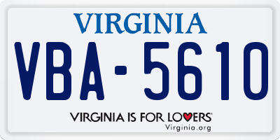 VA license plate VBA5610