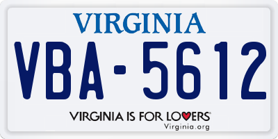 VA license plate VBA5612
