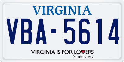 VA license plate VBA5614