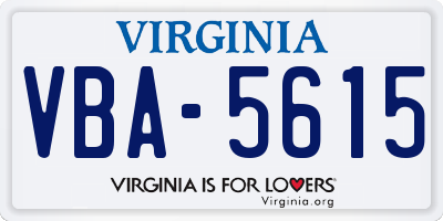 VA license plate VBA5615