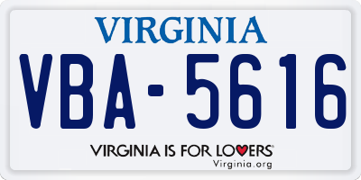 VA license plate VBA5616