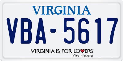 VA license plate VBA5617