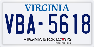 VA license plate VBA5618