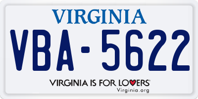 VA license plate VBA5622