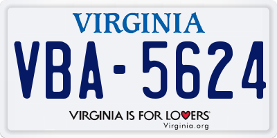 VA license plate VBA5624
