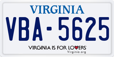 VA license plate VBA5625