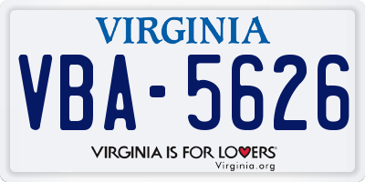 VA license plate VBA5626