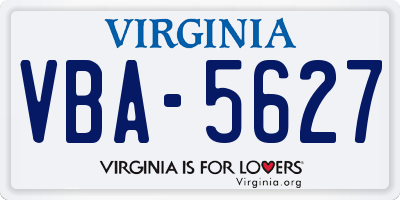 VA license plate VBA5627