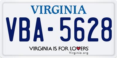 VA license plate VBA5628