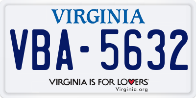 VA license plate VBA5632