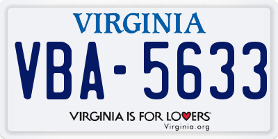 VA license plate VBA5633