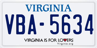 VA license plate VBA5634