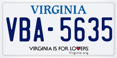 VA license plate VBA5635