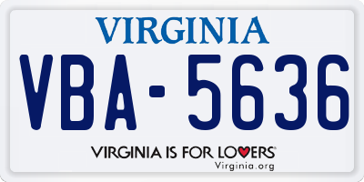 VA license plate VBA5636
