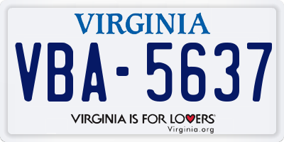 VA license plate VBA5637