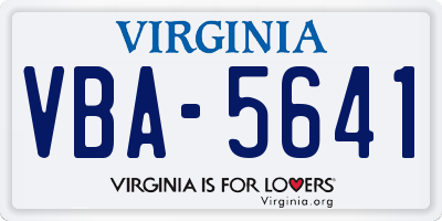 VA license plate VBA5641
