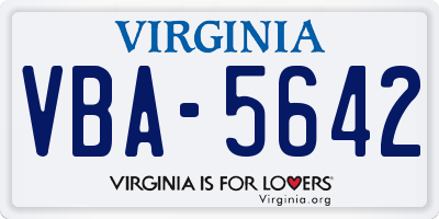 VA license plate VBA5642