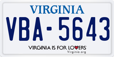 VA license plate VBA5643
