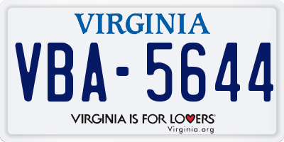VA license plate VBA5644