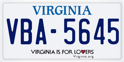 VA license plate VBA5645
