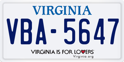 VA license plate VBA5647