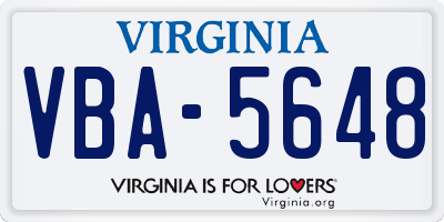 VA license plate VBA5648