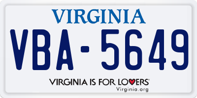 VA license plate VBA5649