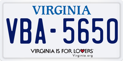 VA license plate VBA5650