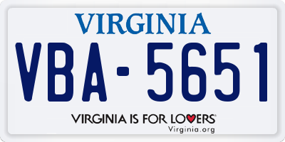 VA license plate VBA5651