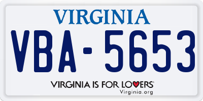 VA license plate VBA5653