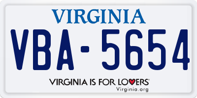 VA license plate VBA5654