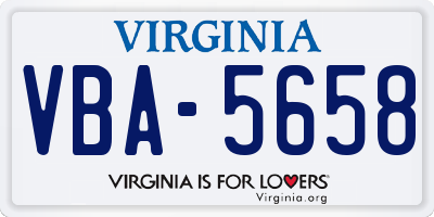 VA license plate VBA5658