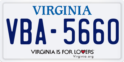 VA license plate VBA5660