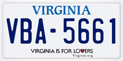VA license plate VBA5661