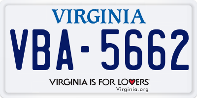 VA license plate VBA5662