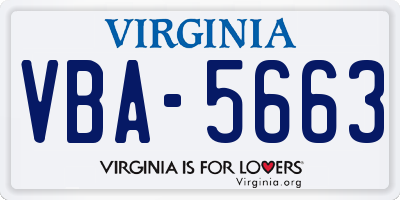 VA license plate VBA5663