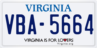 VA license plate VBA5664