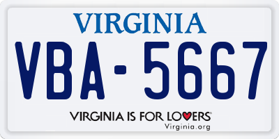 VA license plate VBA5667