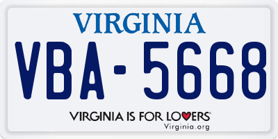 VA license plate VBA5668